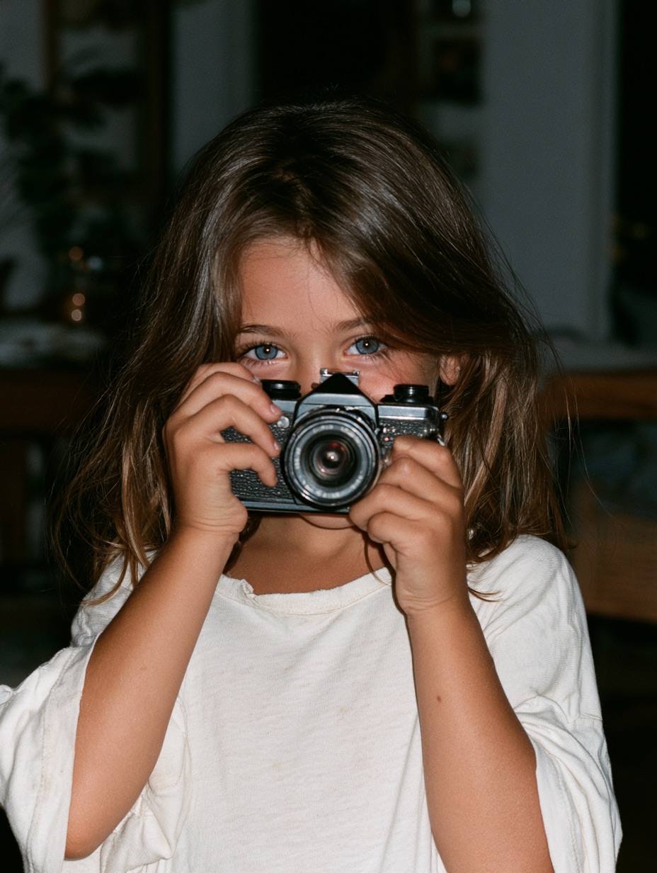 Illustration — Laura enfant avec un appareil argentique